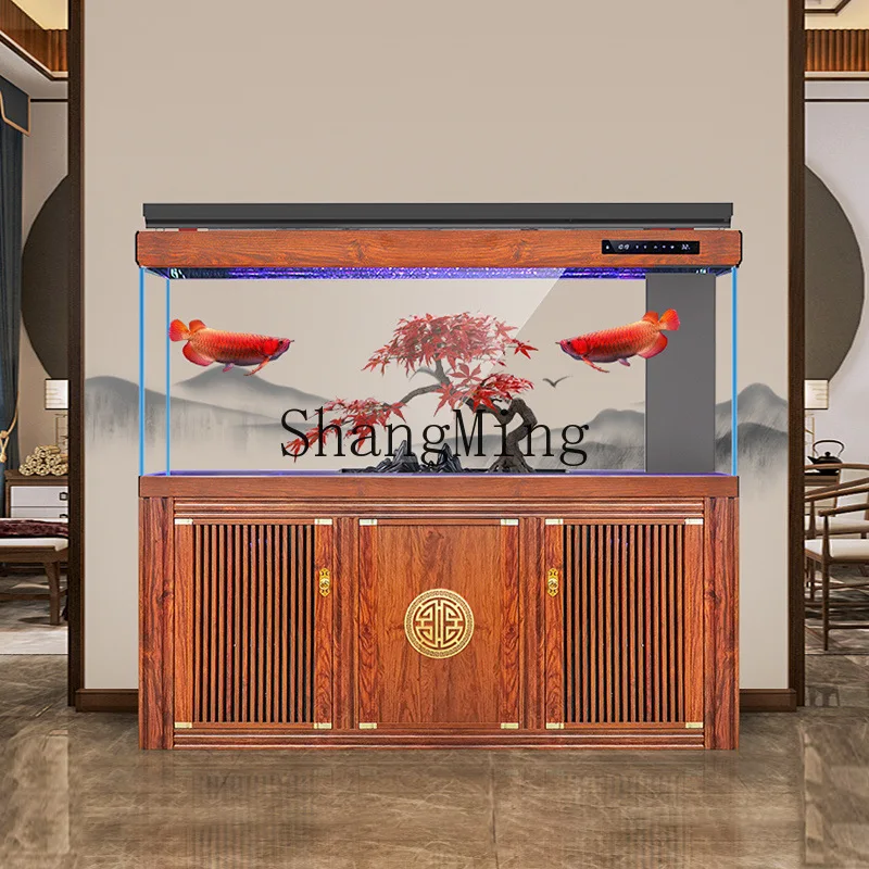 

SM new Chinese fish tank living room medium and large ultra-white glass aquarium household floor bottom