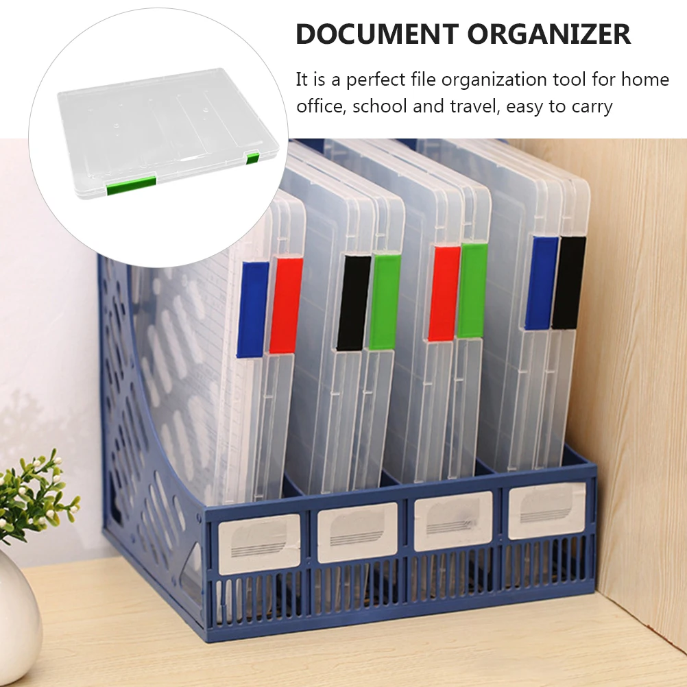 

4 Pcs Folder Storage Box Portable File Case Boxes Holder Plastic Desk Organizer Office Binder Folders