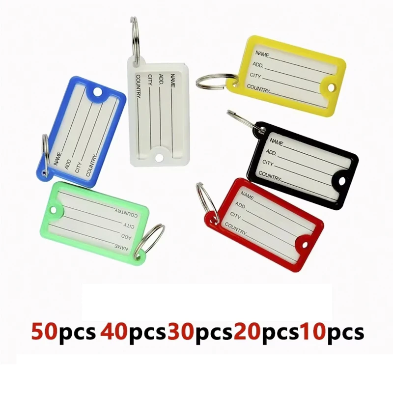 1/50 Pcs Set Colorful Plastic Keychain Tags with Split Rings - DIY Numbered & Named Labels Ideal for Baggage and Key Rings