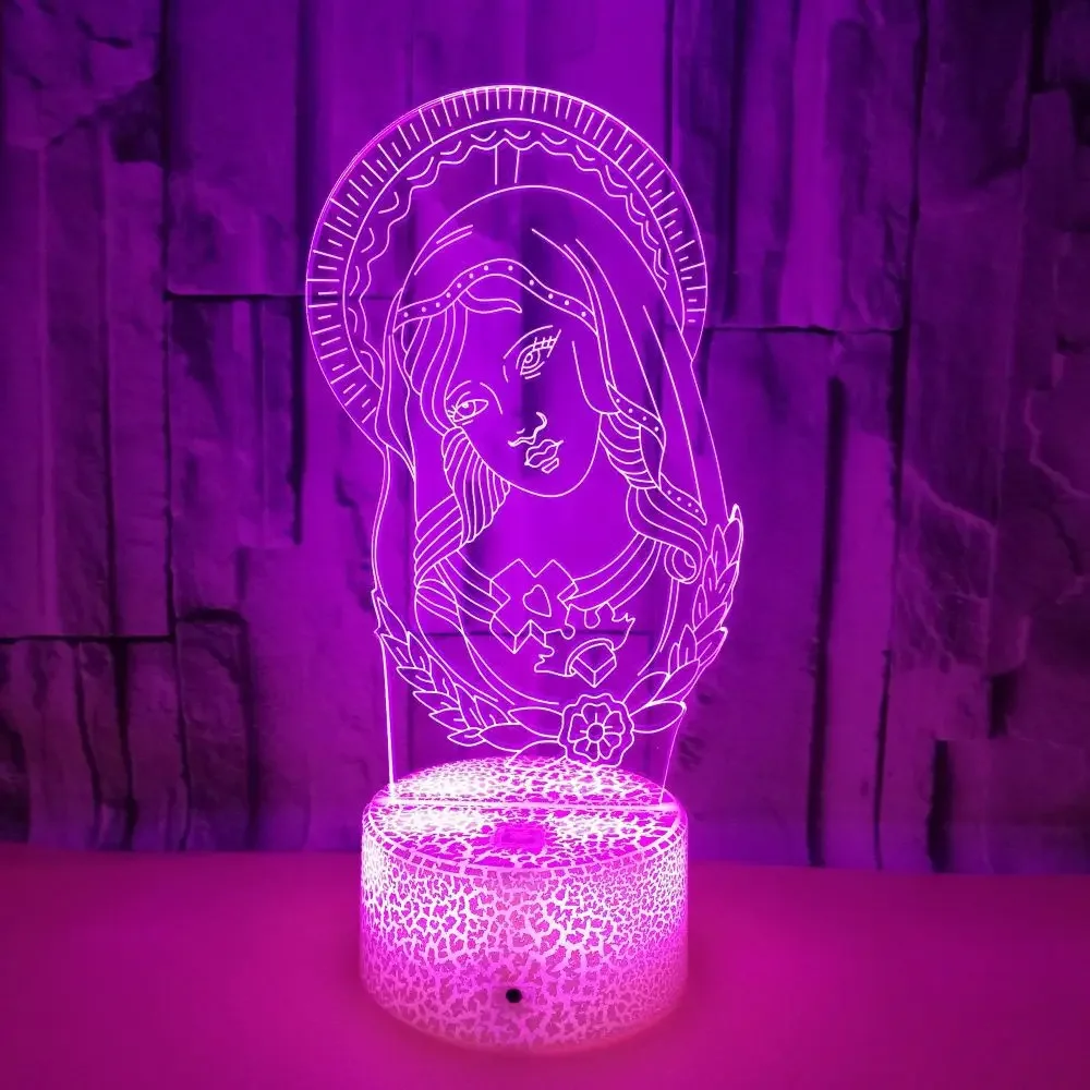 

Nighdn Virgin Mary 3D Lamp LED Night Light Touch 7 Colors Changing USB Desk Table Lamp Catholics Prayer Home Decorative Gifts