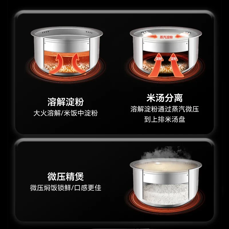 316L الفولاذ المقاوم للصدأ خزان داخلي جهاز طهي الأرز 4L غير المغلفة سعة كبيرة 0 المغلفة جهاز طهي الأرز لمدة 3 إلى 4 أشخاص نمط جديد