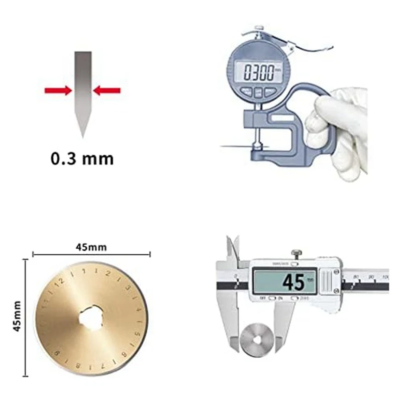 12 Pack Rotarycutter Blades With Storage Box Gold & Silver Replacement Blade For Handcrafting, Art, Diys, Crafts, Quilting