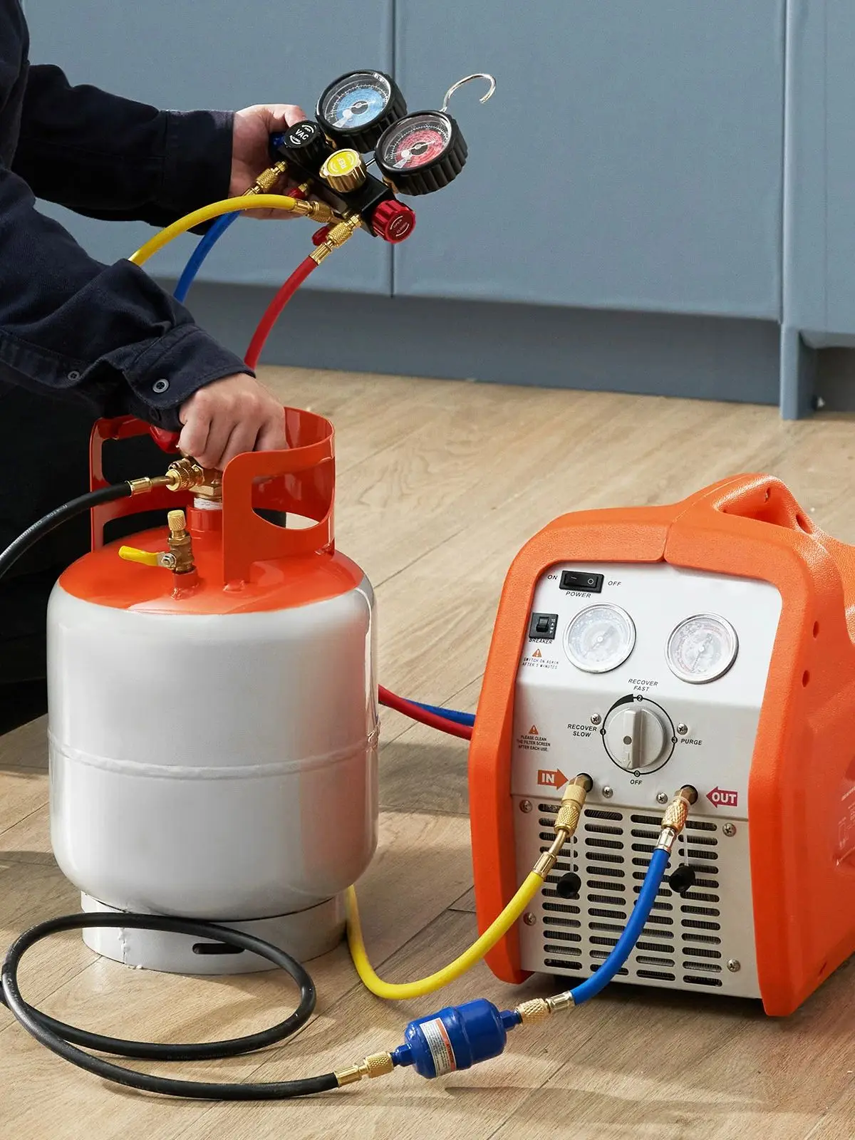 SucceBuy 30 lb koelmiddelterhersteltank 400 psi draagbare cilindertank met Y-klep voor vloeistof-/dampherstelkast voor R22/R134A - afbeelding 2