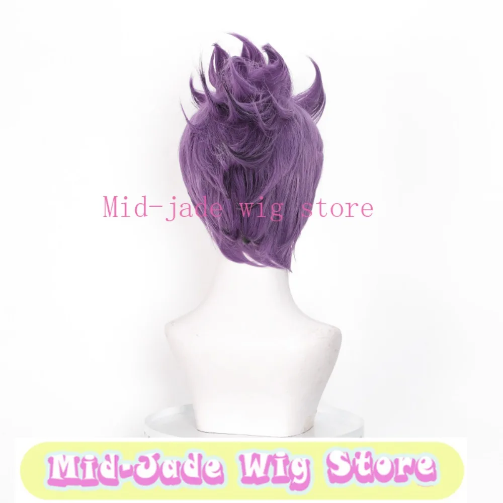 Liang Long Cosplay Wig Mohawk Spiked Purple Black Highlight Hair for Performance Costume Styling
