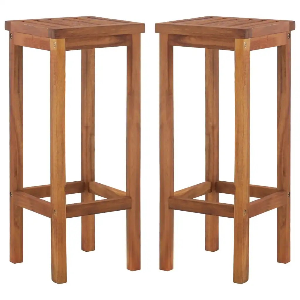 Bar Stool Chair Counter Stools Set of 2 Kitchen Home Decor 2 pcs Solid Acacia Wood