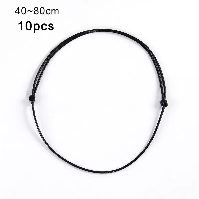 10/50pcs Black Genuine Leather Cord Neclace Sliding Knot Adjustable Long Choker Necklaces for DIY Necklace Jewelry