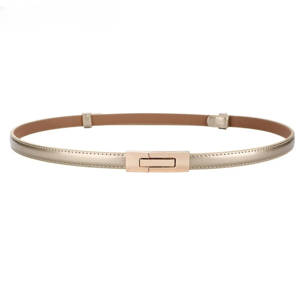 

Golden Belt Thin Women Belt Patent Leather Ladies Waist Belt for Dress Cowskin Strap Accessories 96cm Black Red White Narrow