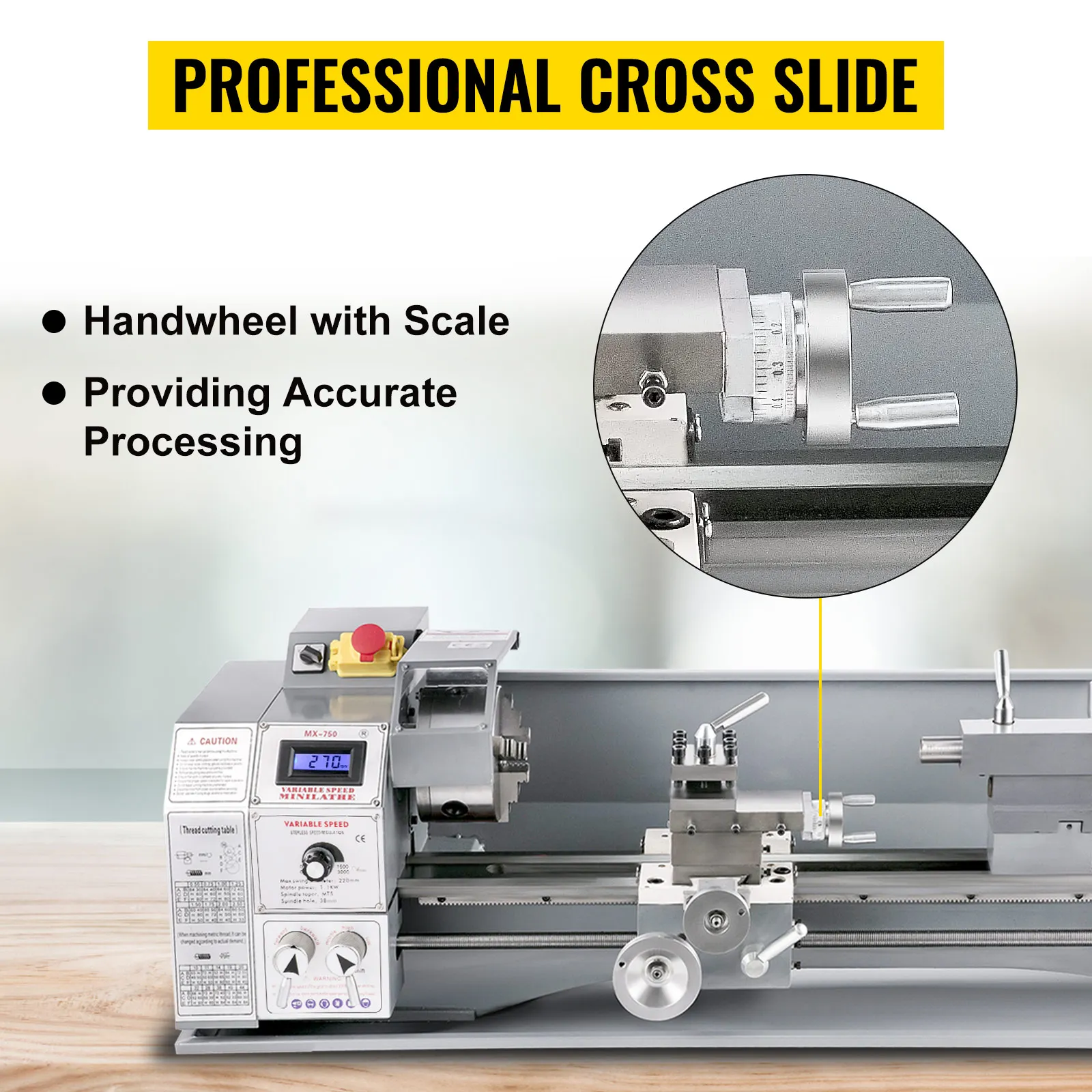 Drehmaschine | Sihao Drehmaschine Metall 1100W Bürstenloser Motor 38mm Spindel 220X600 Mini-Drehmaschine LED-Bildschirmanzeige Drehbank – Detail 8