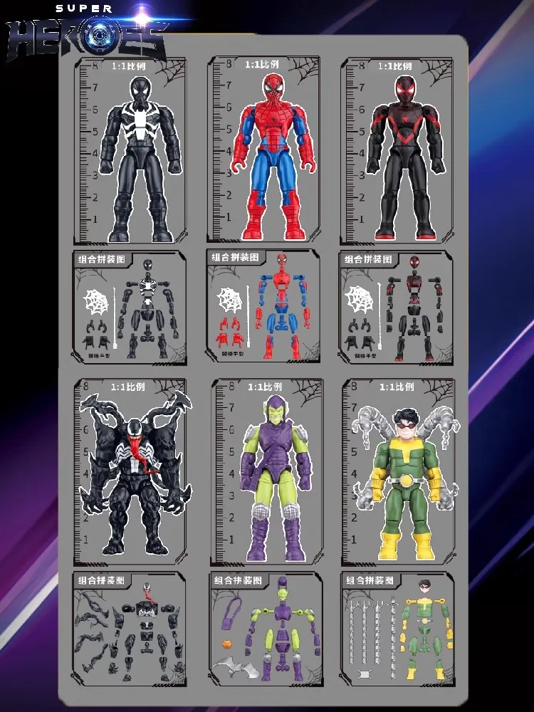 Spider-Man-Figur, Miles Morales, zum Zusammenbauen, Venom-Figur, Doctor Octopus, Green Goblin-Figur, Geschenk für Jungen. – Detail 28