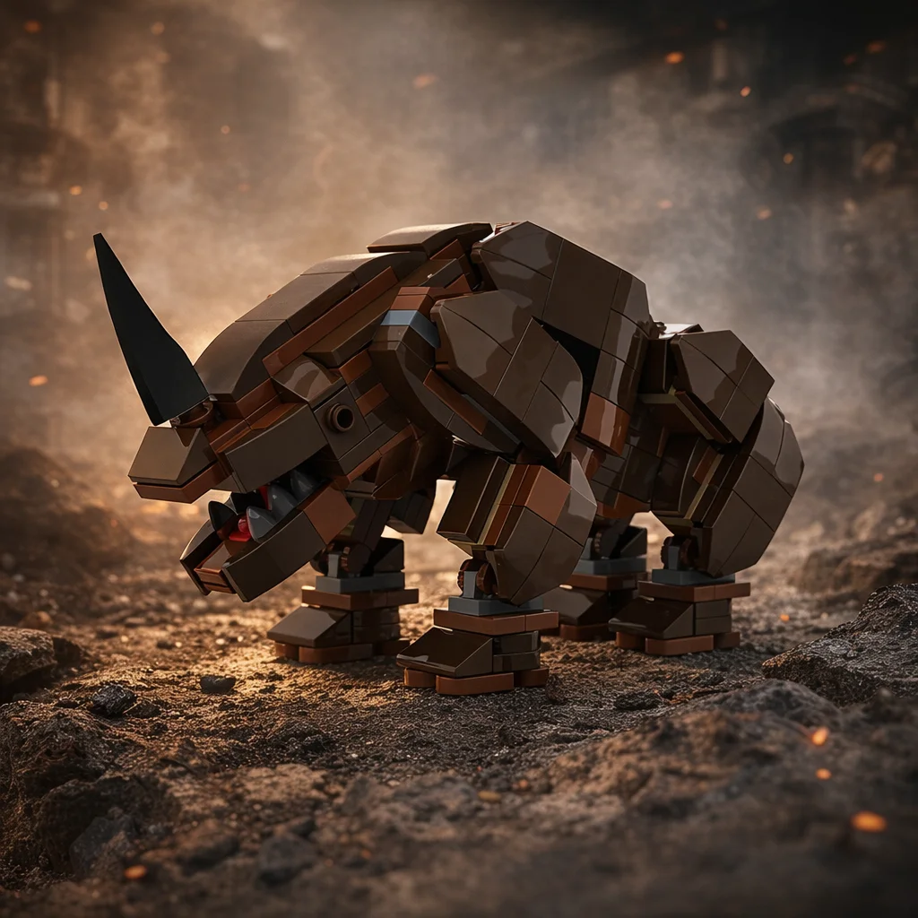 

MOC Space Hunter Mud Horn Rhino Alien Beast Building Blocks DIY Creature Bricks Assembly Set Gift Collection For Adult