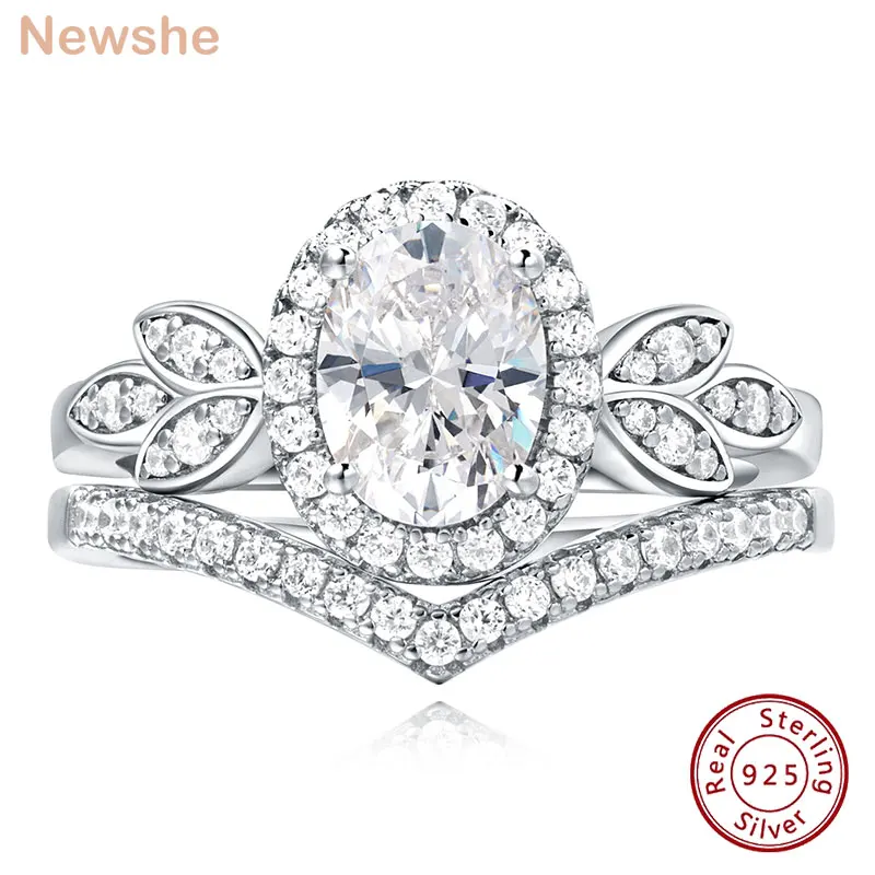 

Newshe элегантное обручальное кольцо из стерлингового серебра 925 пробы для женщин, овальное обручальное кольцо с кубическим цирконием, обещанное ювелирное изделие на годовщину, подарок