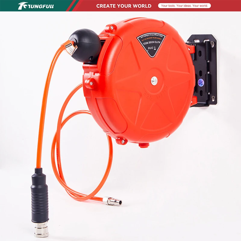 Wall Mounted Auto Rewind Air Hose Reel Retractable Pneumatic Hose Reel For Garage Workshop Air Tool Compressor Hose Reel