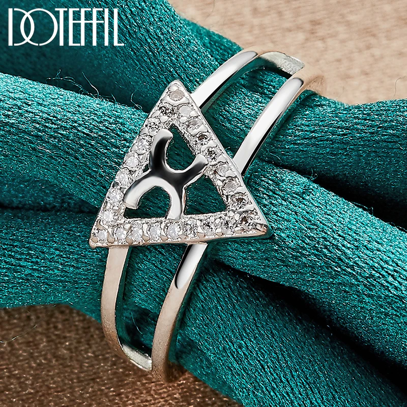 DOTEFFIL 925 Sterling Silver Triangle Ring For Woman Man Fashion Wedding Engagement Party Gift Charm Jewelry