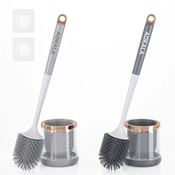 Aokala Silicone Toilet Brush SetToilet Bowl Brush and Holder with Tweezers Long Handle for Bathroom Deep Cleaning