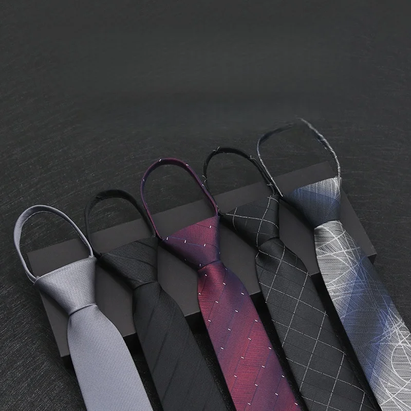 Hohe Qualität 8CM Faul Krawatten Blau Schwarz Rot Gestreiften Männer Hemd Business Zipper Krawatte Krawatten Vestisens Zubehör Hochzeit bräutigam
