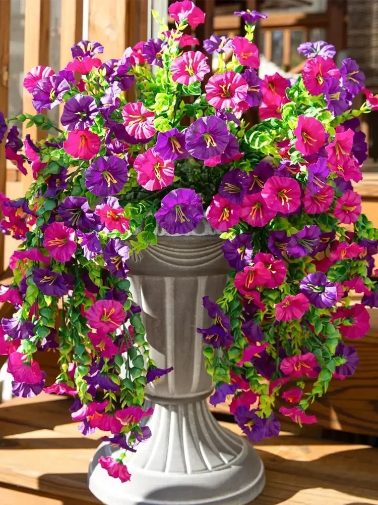 2-8PCS Indoor Outdoor Kunstmatige Morning Glory Muuropknoping Faux Bloemen Home Decor Tuin Bloemstuk Decoraties - afbeelding 2