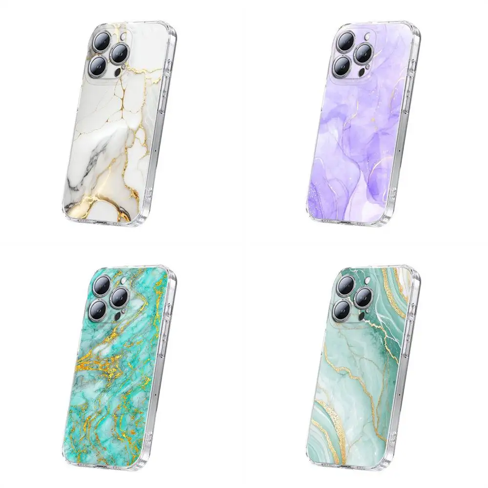 

Fashion Geometric Marble Phone Case For iPhone 17,16,15,14,13,12,11 Plus,Pro,Max,Plus,E,SE4,Mini Transparent Cover