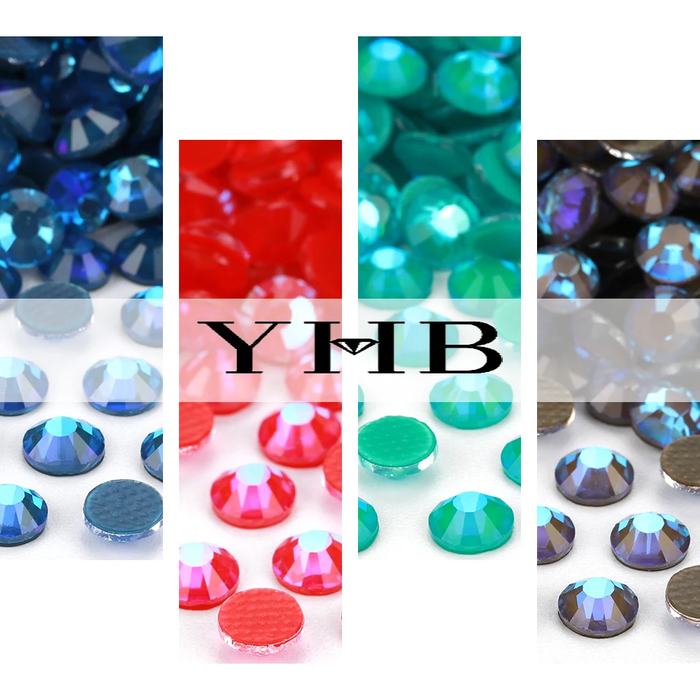 YHB Y107D~Y147D New Iron On Crystal Lacquer Delite Effects Hot Fix Flourescent Rhinestones For Shoes Bags Garment Nail Art DiY