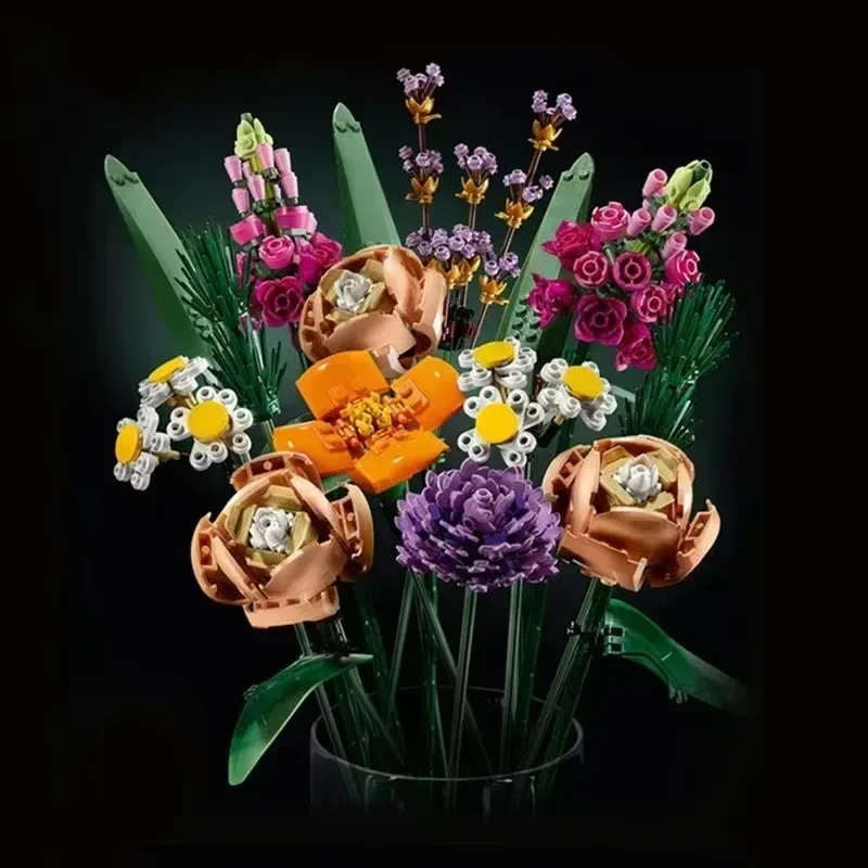 

Romantic Rose Flower Bouquets Decorative Building Block Brick Compatible for Girlfriend Birthday Christmas Party Gift