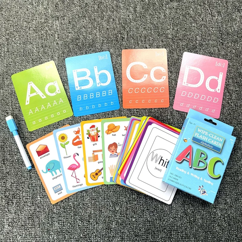 36pcs Big Size Flashcards Alphabets Learning Double Sided Flash Cards Study Writing Reading Spelling Game Written Teaching Aids