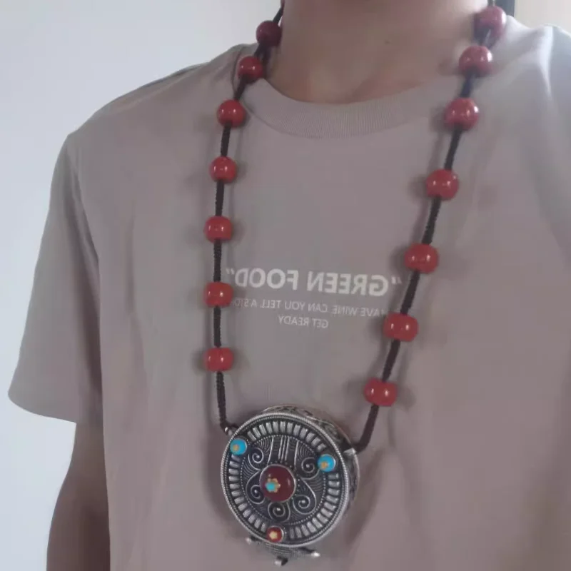 

Chinese Tibetan Style Silver Plated White Copper Necklace That Does Not Fade