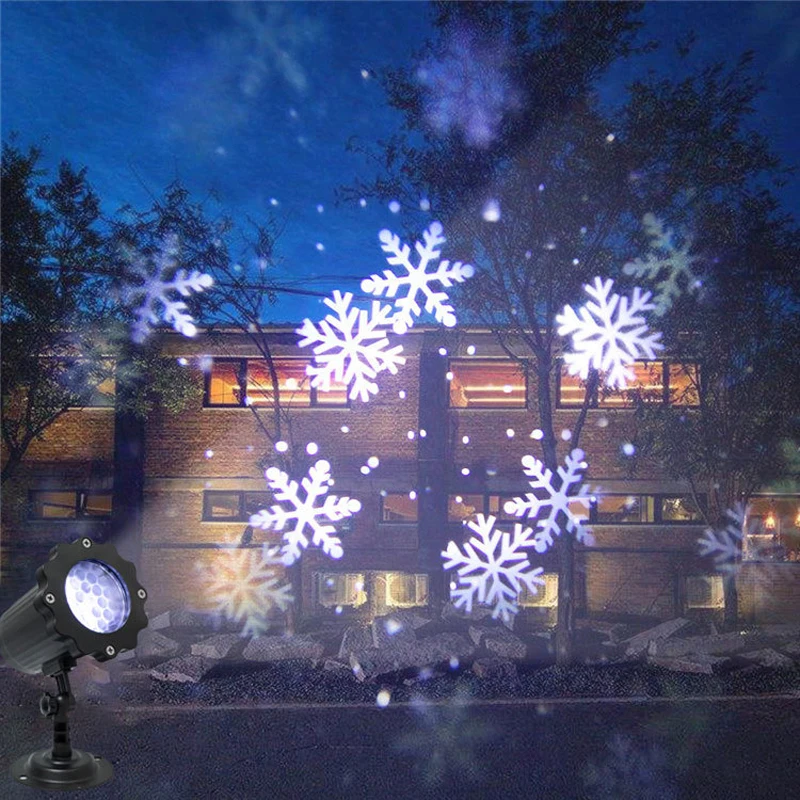 Snowfall LED Light Projector Christmas Laser Projector Light Outdoor White Snowflake Landscape Spotlight for Patio Garden Decor