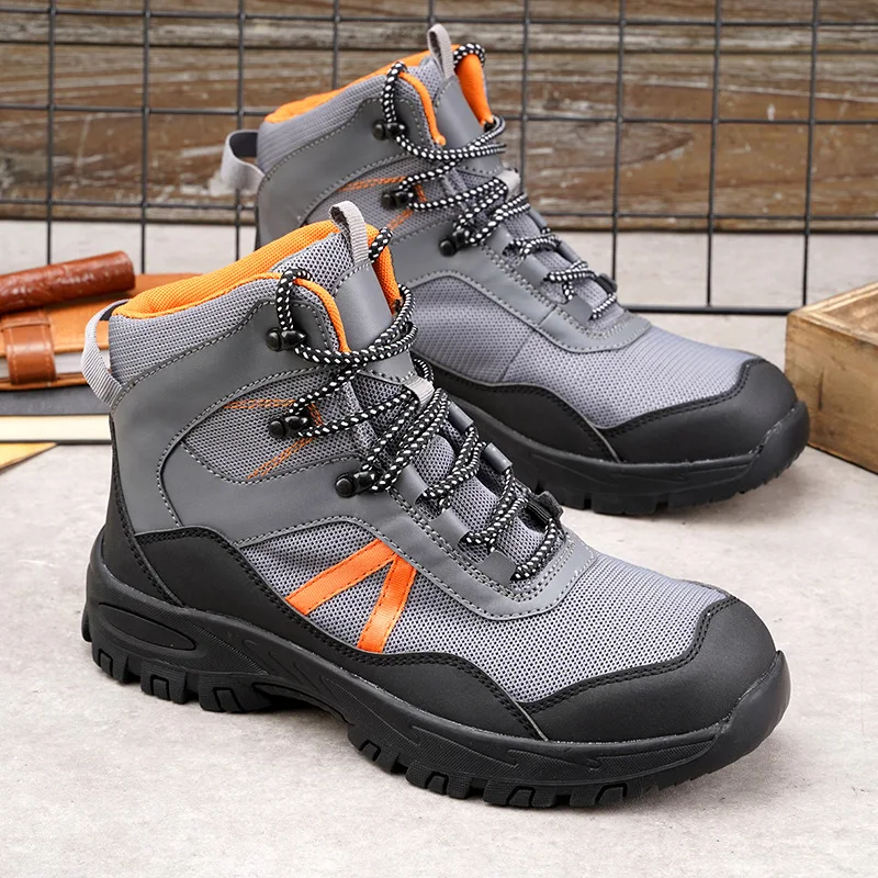 Mens Comfortable Abrasion Resistant Steel Toe Anti Smash Anti Stab Protective Safety Shoes Men\'s Protective Work Sneakers