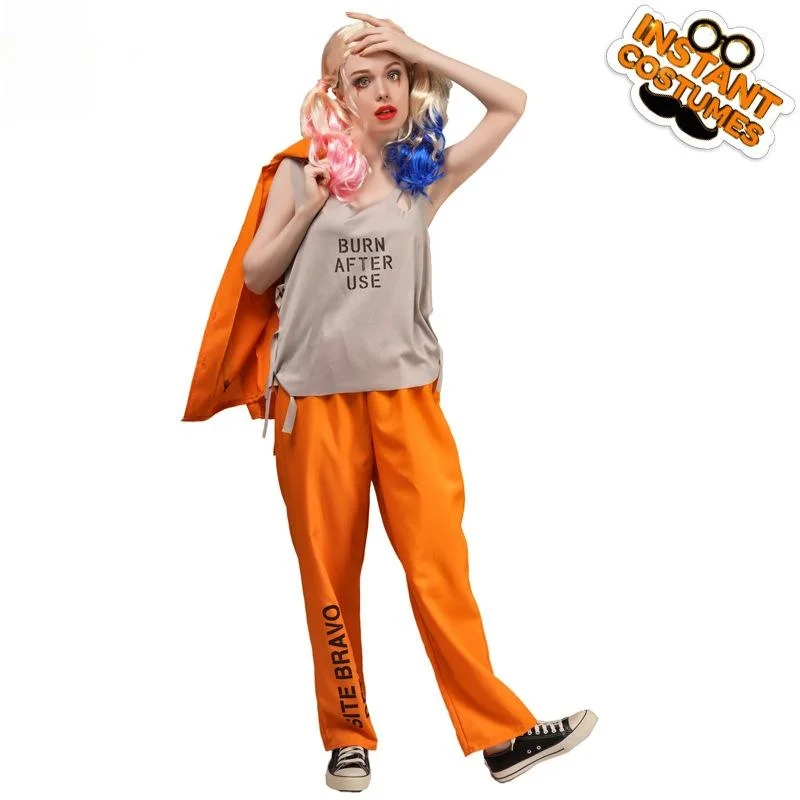 ชุดคอสเพลย์คู่รักนักโทษสีส้มสำหรับงานแสดงบนเวที แฟชั่นฤดูใบไม้ร่วงปี 2024 สไตล์จีนดั้งเดิม