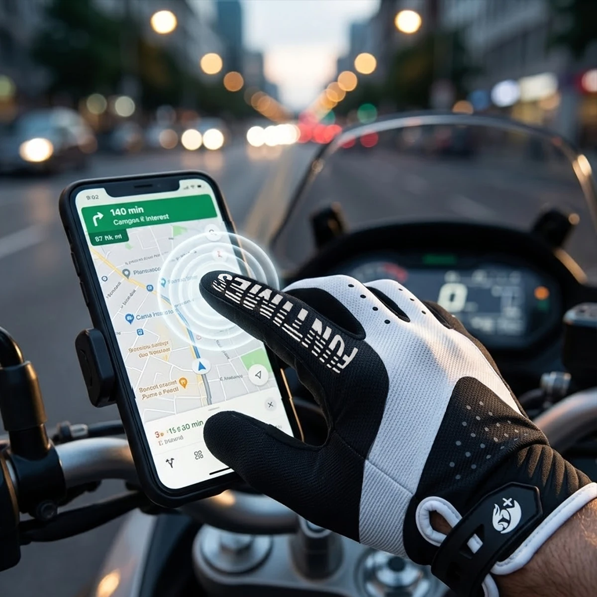 FUNTIMES black and white color scheme men's full finger outdoor cycling sports gloves touch screen split finger design