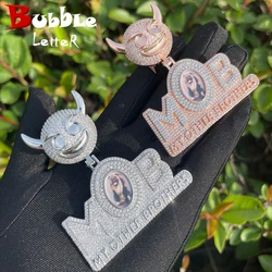 Bubble Letter Custom Photo Necklace for Men My Other Brothers Pendant Skull Bail Real Gold Plated Hip Hop Jewelry