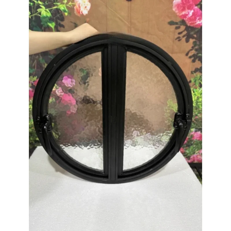 Central axis rotating moon  indoor privacy glass attic landscape round window