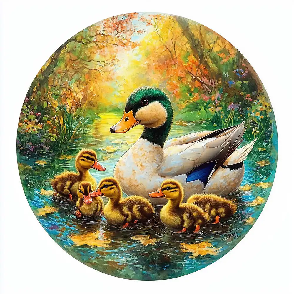 Lovely Duckling Wooden Animal Jigsaw Puzzles Fantasy Creatures for Decoration Unique Art Puzzle Decompression Toy for Adult Kids