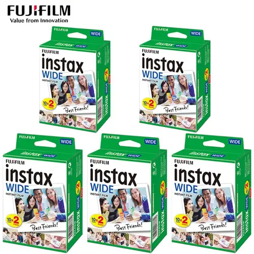 Imagen 2 del producto Genuino Fujifilm Instax película ancha 10/20/40/60/80/100 hojas foto blanca para cámara fotográfica instantánea Fuji 300 200 210 100