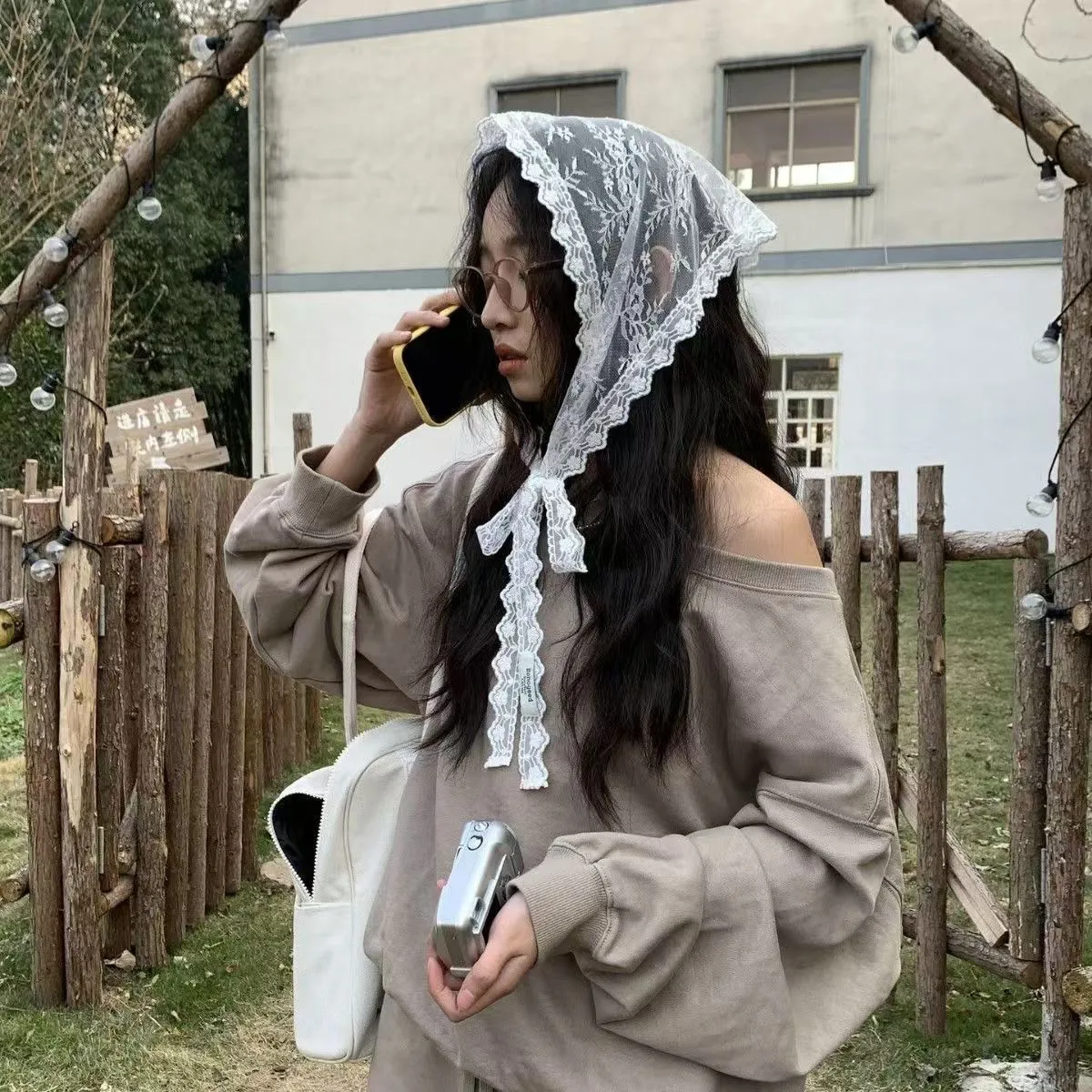 Floral Border Cute Lace Headscarf Sweet Girl Fashion Korean Ins Style Skirt Curtain Skirt Jeans Waist Accessories Belt