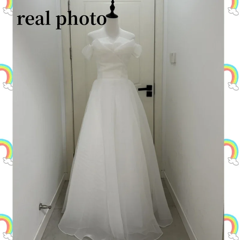 Fora do ombro A linha vestidos de casamento, feitos sob encomenda, elegante, simples, longo, plus size