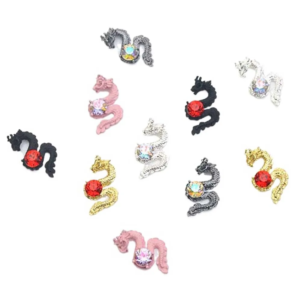 3Pcs/set Metal Nail Art Drills Dragon Nail Decorations Alloy Nail Charms Manicure Ornaments Dragon Nail Accessories Nail Jewelry