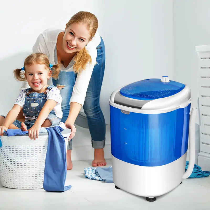 Tragbare Mini-Waschmaschine mit Schleuder in Blau für Reisen, lokaler Versand