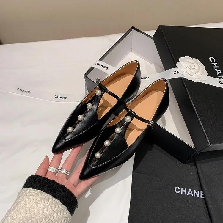 Women Mary Janes Shoes Pearls Pumps Patent Leather High Heels Dress Shoes Square Toe Wedding Square Heeled Zapatos Mujer