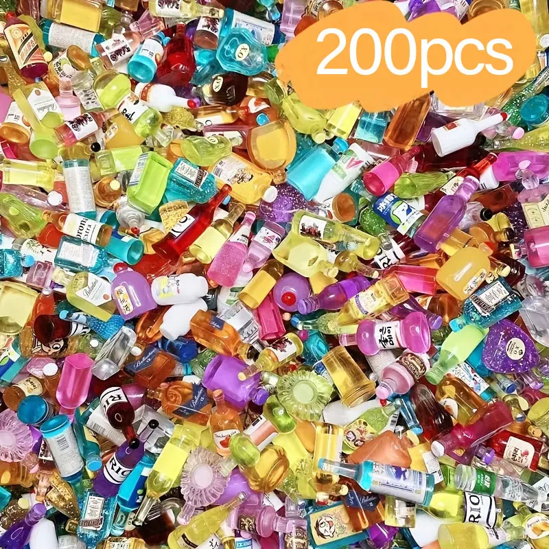 50 Stück Mini-Getränkeflasche für Puppenhaus-Dekoration, DIY-Handyhülle, Weinflasche, Puppenhaus-Dekoration