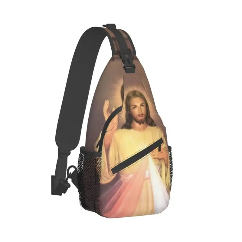 Cool Divine Mercy Sling Bags for Travel Hiking Men's Jesus Crossbody Chest Backpack Shoulder Daypack