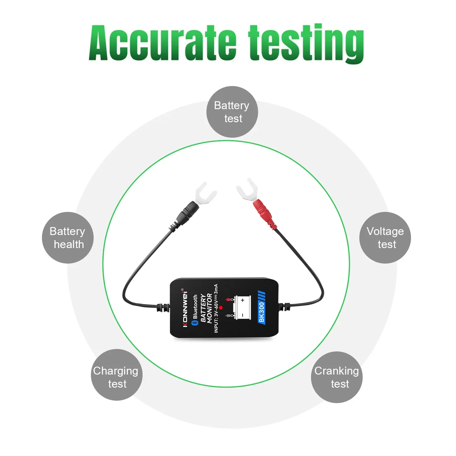 BK300 Car Battery Tester, Detect Lithium & Lead-Acid Batteries, Internal Resistance and Voltage Detector