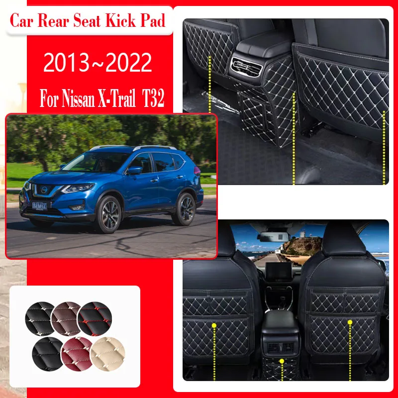 

Car Seat Kick Mats For Nissan X-Trail Rogue T32 2013~2022 Anti-dirty Armrest Back Seat Pad Storage Pocket Carpet Car Accessories