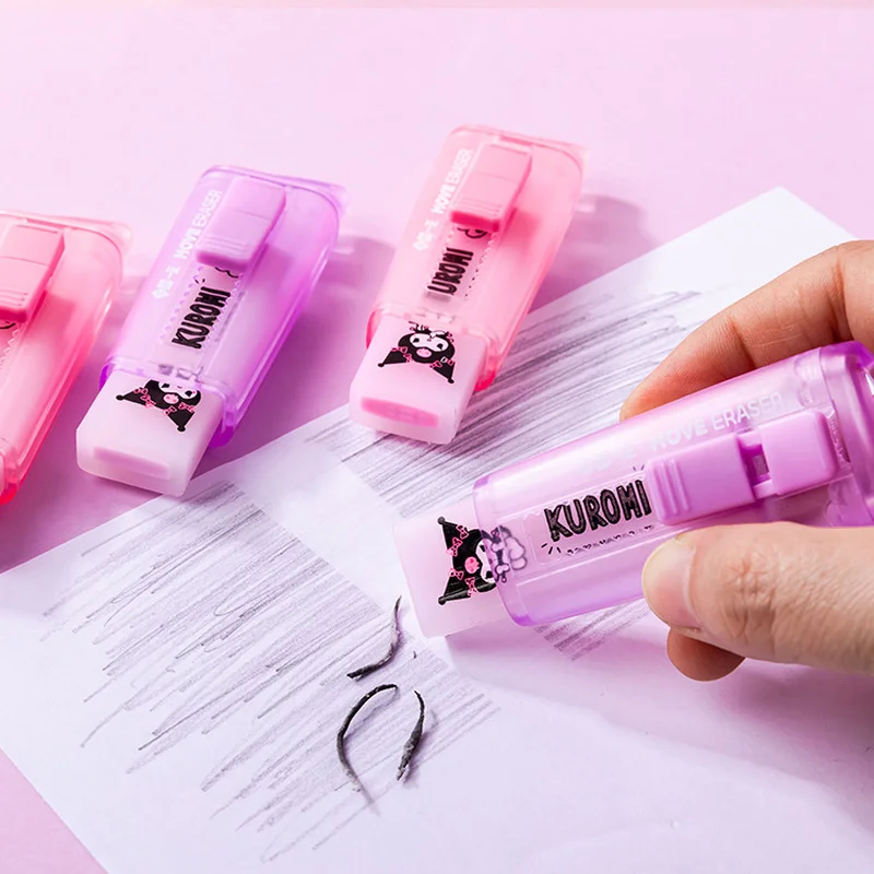 

12 шт. Sanrio Kuromi Push-pull дизайн портативный резиновый ластик милый детский ластик школьные канцелярские принадлежности подарок Канцтовары Оптовая Продажа