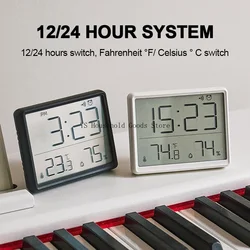 Ultra Thin Alarm Clock LCD Large Screen Digital Temperature Hygrometer Simple Alarm Clock Magnetic Design Desk Decoration Clocks