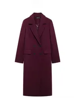 HH Women Fashion Burgundy Coat Double Breasted Long Sleeve Lapel Blends Jacket Autumn Winter High Street Outerwear - Image 5