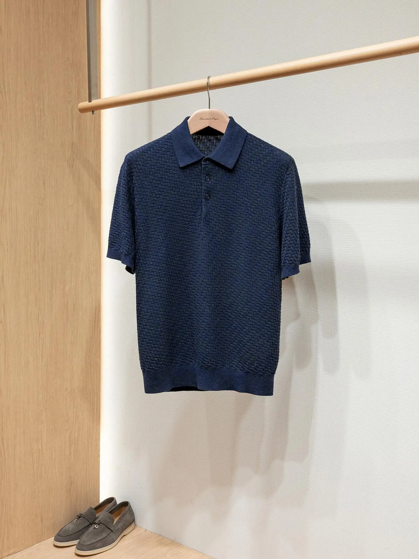 Old money style men's lapel short sleeved polo shirt versatile business fashion round neck skin