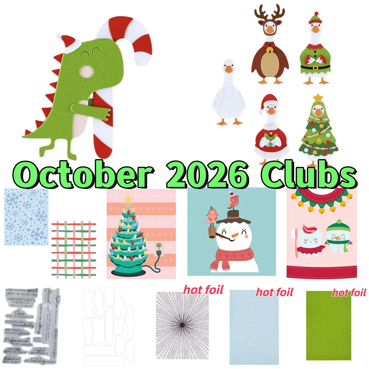 October 2026 Clubs Holiday Christmas Tree Goose Metal Cutting Dies Clear Stamps Stencil Hot Foil For DIY Scrapbook Card Supplies