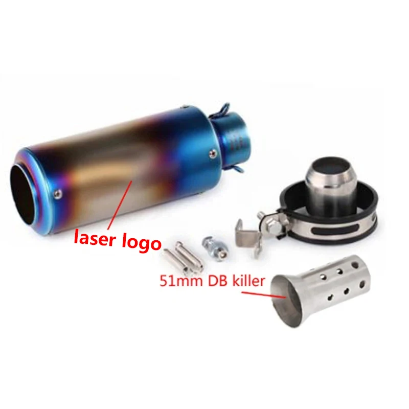 Motorfiets uitlaat inox uitlaat koolstofvezel uitlaat Universele 51/60mm met DB Killer voor z900 R3 R25 MT07 MT09 R1 Z400 Z650