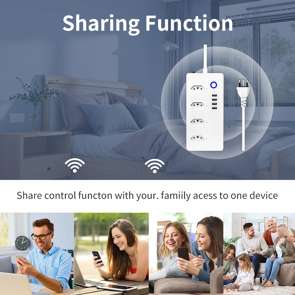 Zigbee/Wifi smart Brazil Smart Plug Socket Tuya APP Power Strip Extension cord Surge Protector Remote Control Alexa Google Home