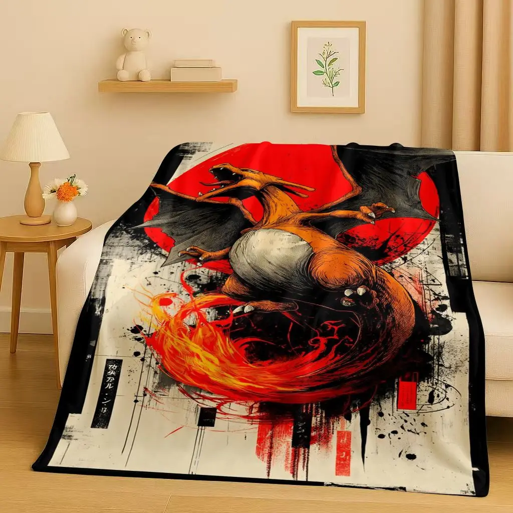 

Sanrio Charizard Pokemon Cartoon Christmas Gift Flannel Blanket,Ultra Soft Plush Throw for Home Bedroom Bed Sofa Cover Kids